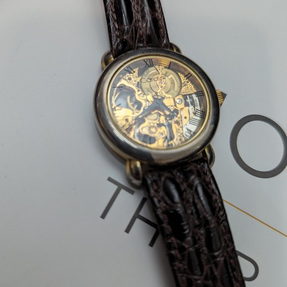 Skeleton Watch Cardini One Jewel Ruby Watch 18k gold Plated Mechanical Wind Up - Picture 2 of 8